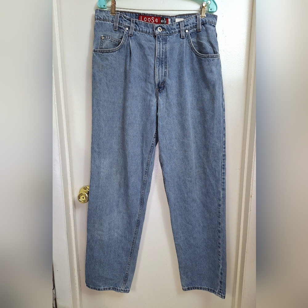 Vintage 90's Levis Silvertab Mens Denim Jeans Loose Baggy Pleated Lightwash Blue